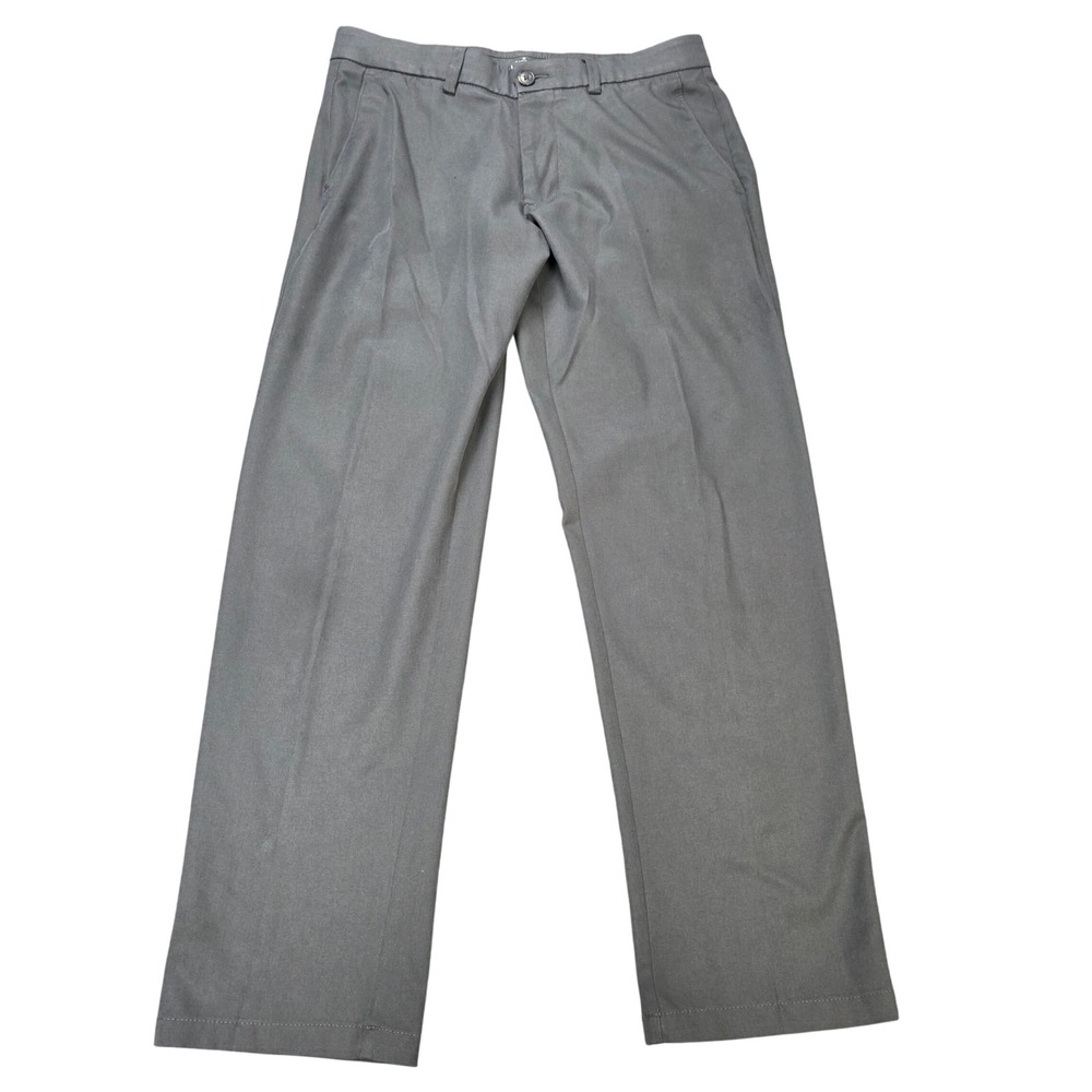 Haggar H26 Straight Leg Chino Pants Men's Size 32x30 Gray Charcoal Flat Front